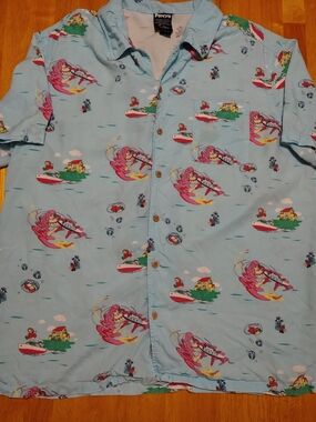 Studio Ghibli Ponyo Button Down Shirt Her Universe Men Large Blue Lyocell
